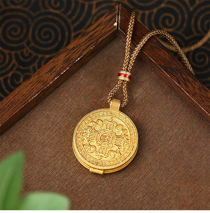Collier pendentif en cuivre plaqué or avec Buddha Stones Om Mani Padme Hum - image 3