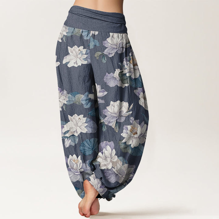 Pantalon sarouel décontracté et élégant à imprimé lotus pour femme, taille élastique, motif Buddha Stones - image 2