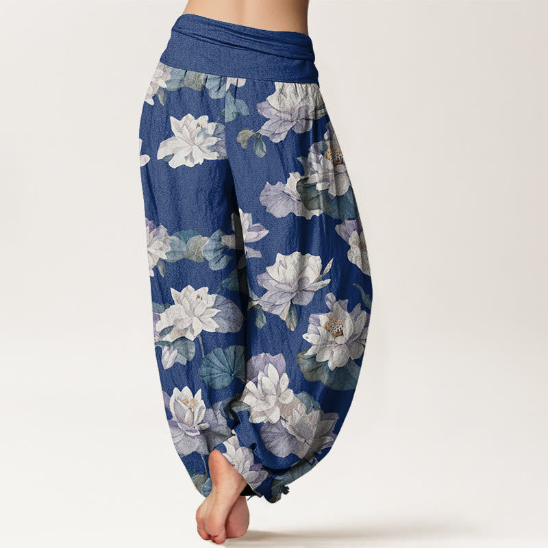 Pantalon sarouel décontracté et élégant à imprimé lotus pour femme, taille élastique, motif Buddha Stones - image 6