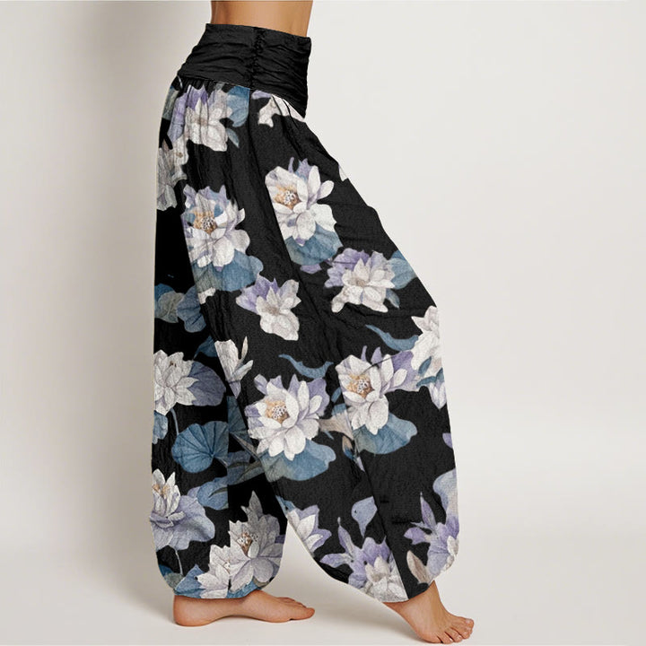 Pantalon sarouel décontracté et élégant à imprimé lotus pour femme, taille élastique, motif Buddha Stones - image 8