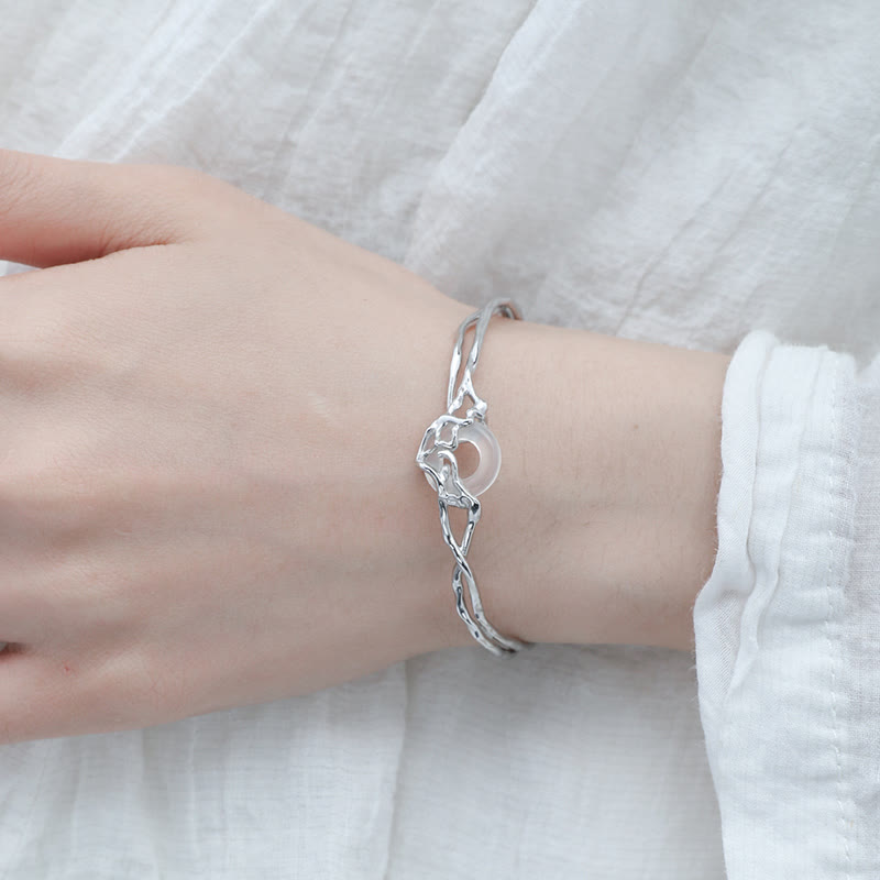 Bracelet de protection en argent sterling 925 avec Buddha Stones et boucle de paix en agate blanche - image 3