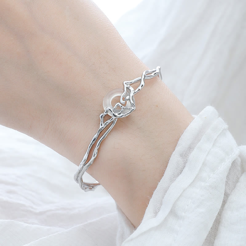 Bracelet de protection en argent sterling 925 avec Buddha Stones et boucle de paix en agate blanche - image 2