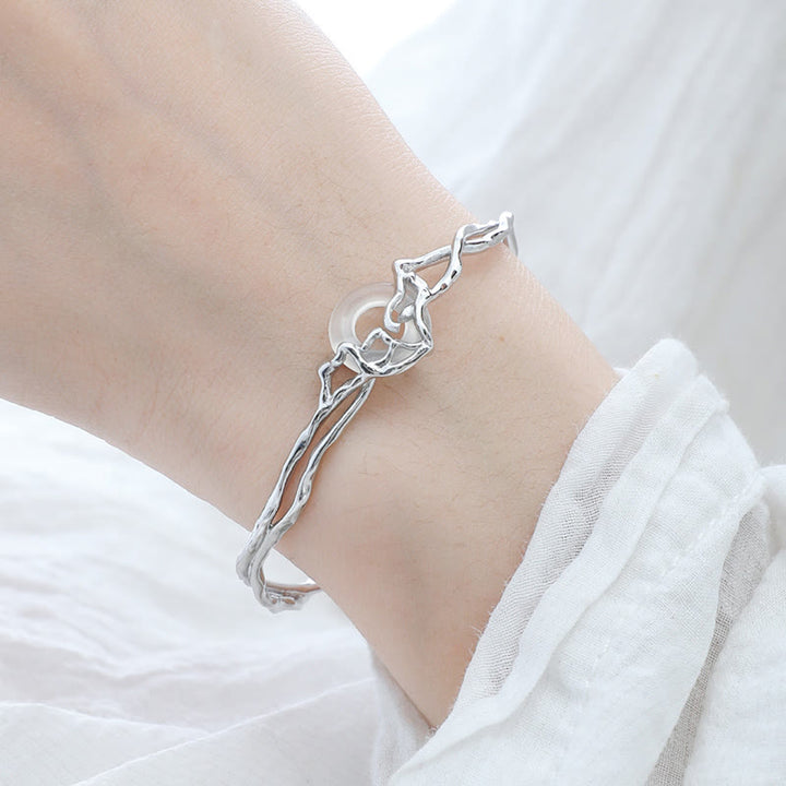 Bracelet de protection en argent sterling 925 avec Buddha Stones et boucle de paix en agate blanche - image 2