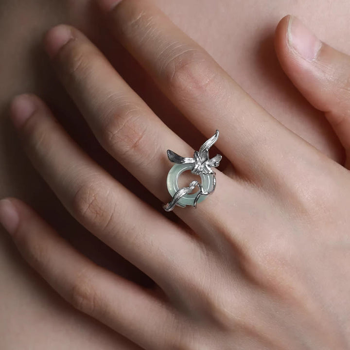 Bague d'équilibre en argent Buddha Stones 925 avec motif iris et quartzite et jade - image 5