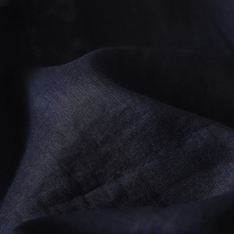 Chemise femme à manches mi-longues en coton et lin avec broderie symétrique Buddha Stones - image 4