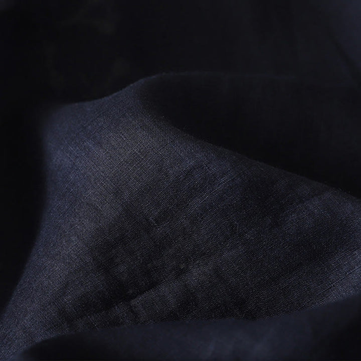 Chemise femme à manches mi-longues en coton et lin avec broderie symétrique Buddha Stones - image 4