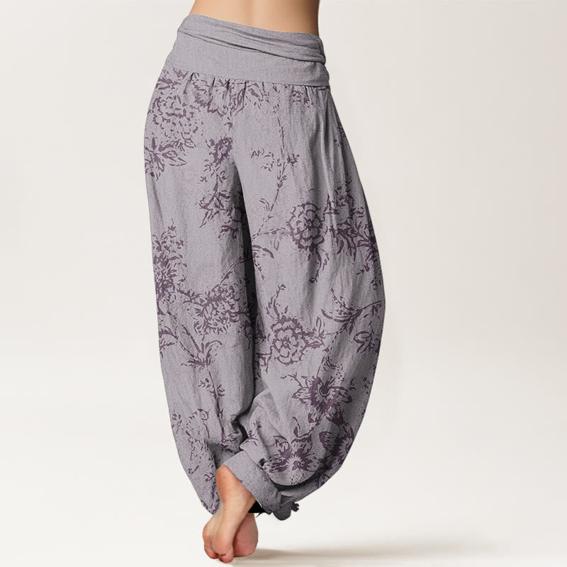 Pantalon sarouel femme en pur coton à motif floral et Buddha Stones , taille élastique - image 10