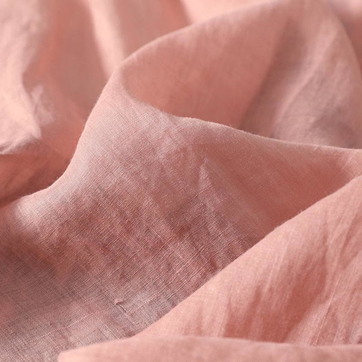 T-shirt décontracté à manches mi-longues en coton et lin pour femme, col en V, brodé de Buddha Stones - image 17