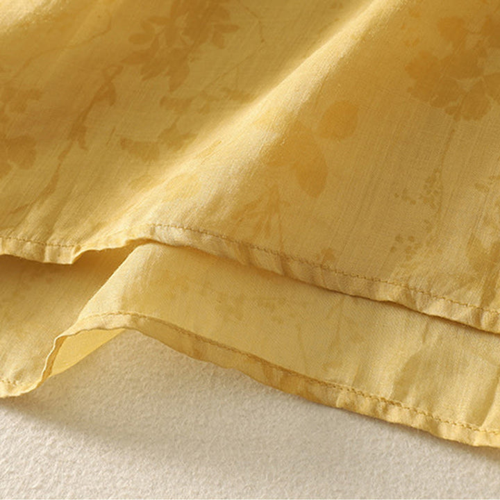 Chemise femme en coton à manches mi-longues et col mandarin avec broderies de Buddha Stones - image 12