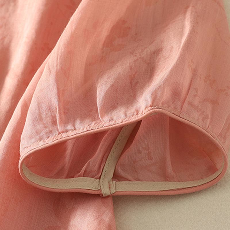 Chemise femme en coton à manches mi-longues et col mandarin avec broderies de Buddha Stones - image 16