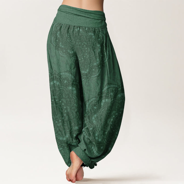 Pantalon Buddha Stones femme en pur coton avec motif cachemire et mandalas, taille élastique - image 7
