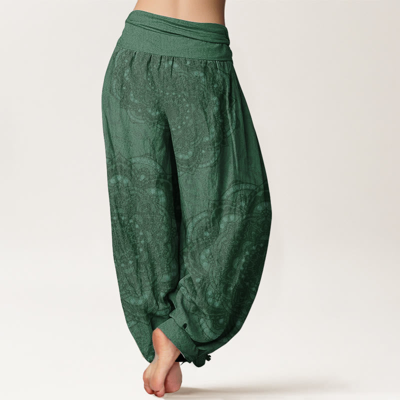 Pantalon Buddha Stones femme en pur coton avec motif cachemire et mandalas, taille élastique - image 7