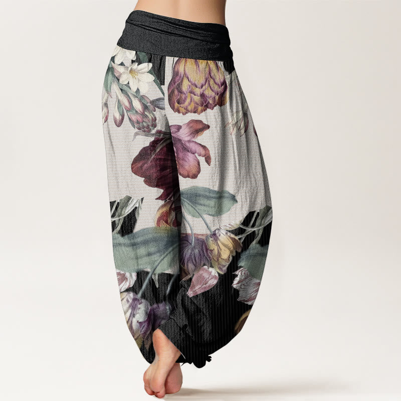 Pantalon Buddha Stones et feuilles vertes, en pur coton, motif Buddha Stones - image 1
