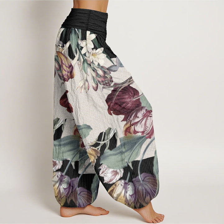 Pantalon Buddha Stones et feuilles vertes, en pur coton, motif Buddha Stones - image 2
