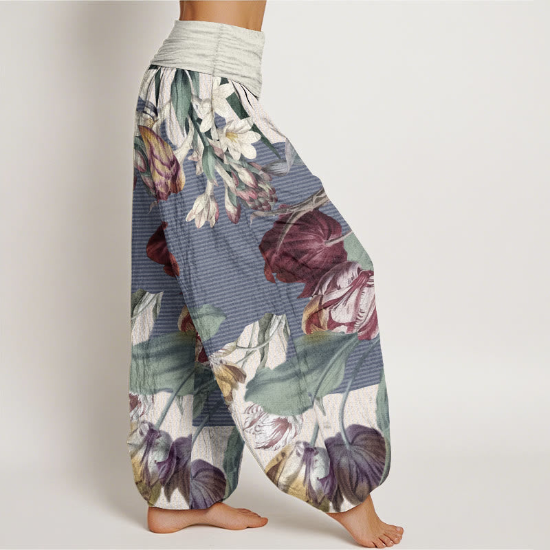 Pantalon Buddha Stones et feuilles vertes, en pur coton, motif Buddha Stones - image 8