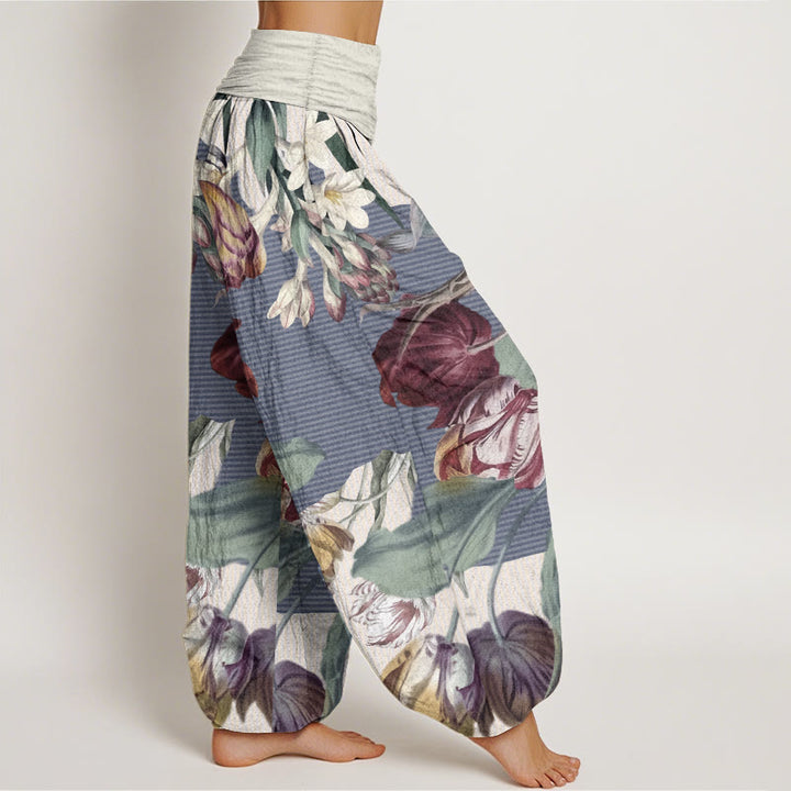 Pantalon Buddha Stones et feuilles vertes, en pur coton, motif Buddha Stones - image 8