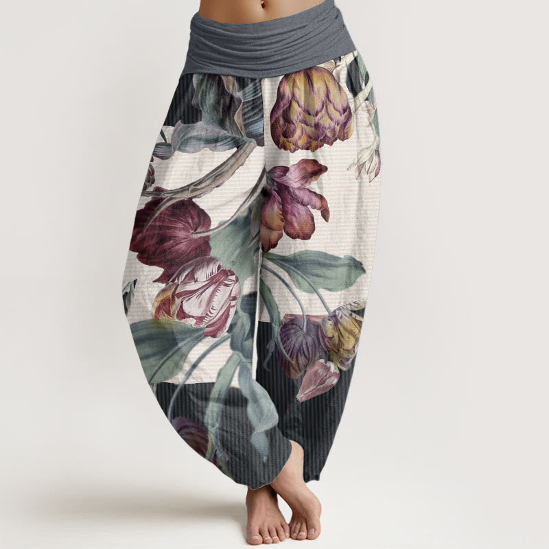 Pantalon Buddha Stones et feuilles vertes, en pur coton, motif Buddha Stones - Bleu acier clair - US22，UK/AU26，EU54 (6XL) - image 9