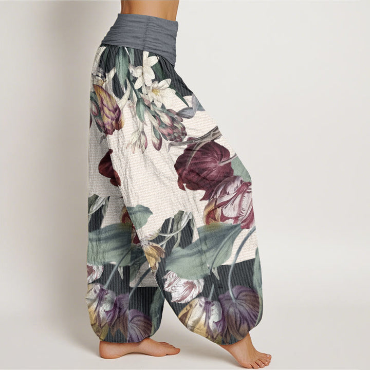Pantalon Buddha Stones et feuilles vertes, en pur coton, motif Buddha Stones