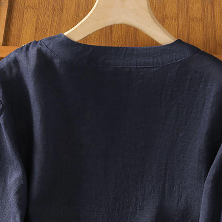 T-shirt ras du cou en coton pour femme avec broderie symétrique Buddha Stones - image 5