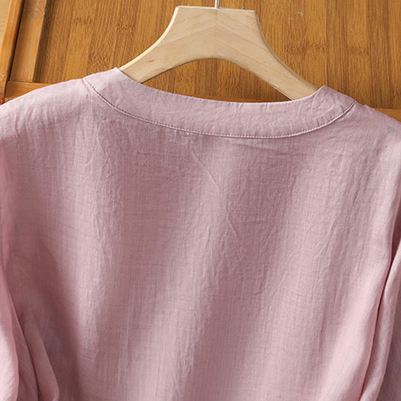 T-shirt ras du cou en coton pour femme avec broderie symétrique Buddha Stones - image 13