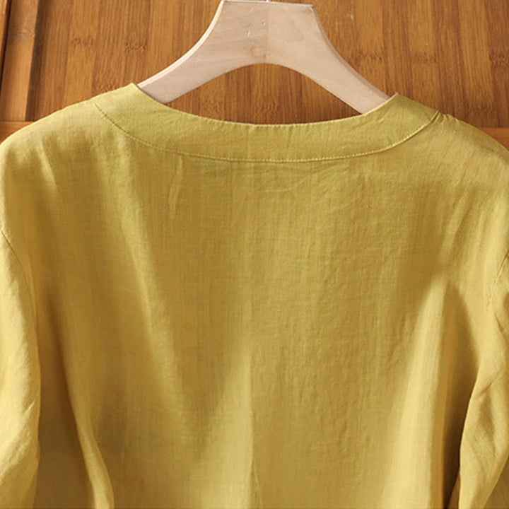 T-shirt ras du cou en coton pour femme avec broderie symétrique Buddha Stones - image 18