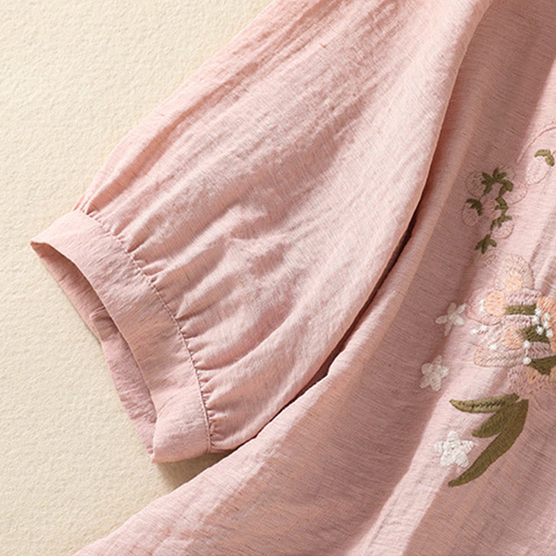 Chemise col V en coton pour femme avec broderies de Buddha Stones - image 7