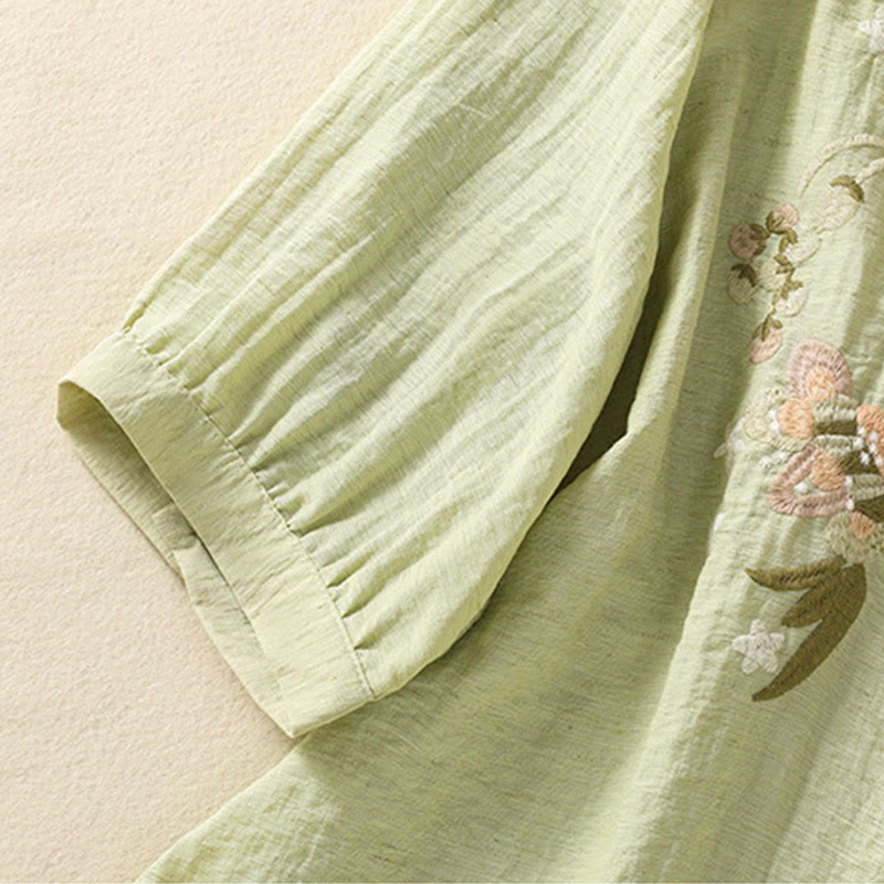 Chemise col V en coton pour femme avec broderies de Buddha Stones - image 17