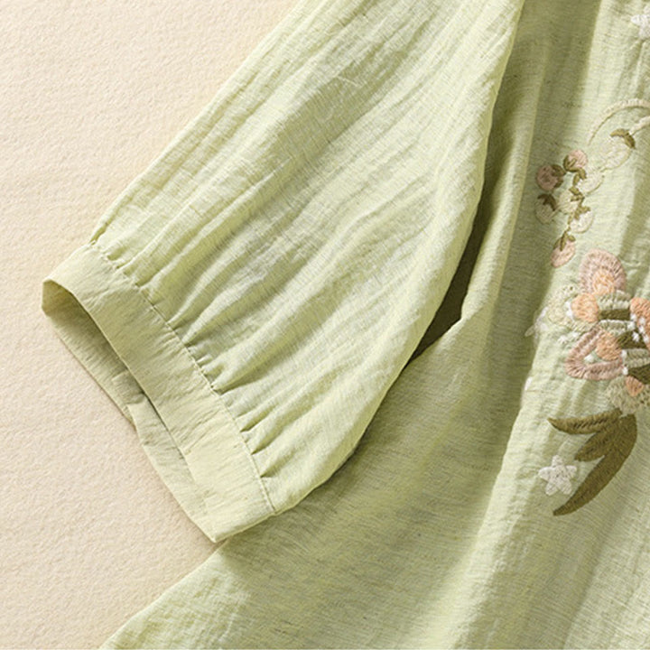 Chemise col V en coton pour femme avec broderies de Buddha Stones - image 17