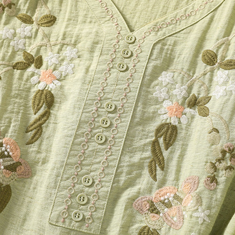 Chemise col V en coton pour femme avec broderies de Buddha Stones - image 16