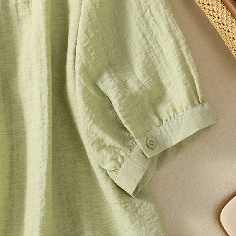 Chemise col V en coton pour femme avec broderies de Buddha Stones - image 18