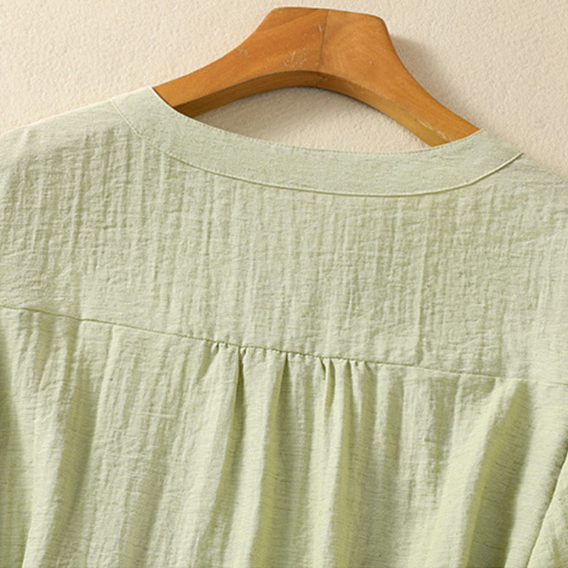 Chemise col V en coton pour femme avec broderies de Buddha Stones - image 14
