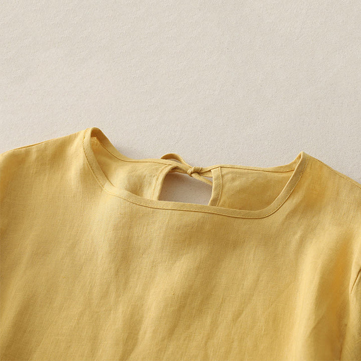 T-shirt décontracté en polyester à col ras du cou et ourlet à volants pour femme avec motif Buddha Stones - image 1