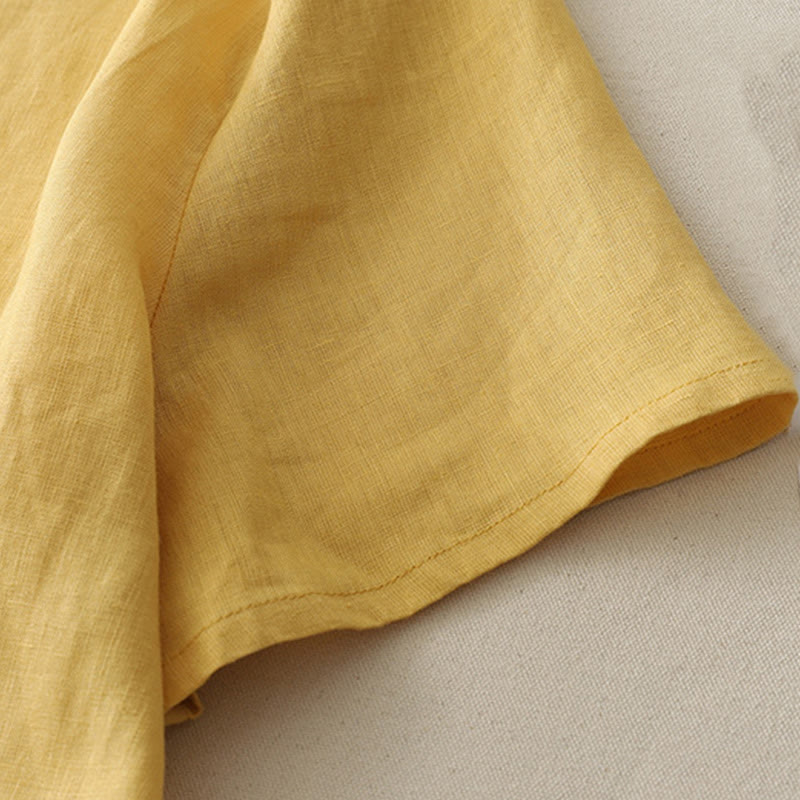 T-shirt décontracté en polyester à col ras du cou et ourlet à volants pour femme avec motif Buddha Stones - image 4