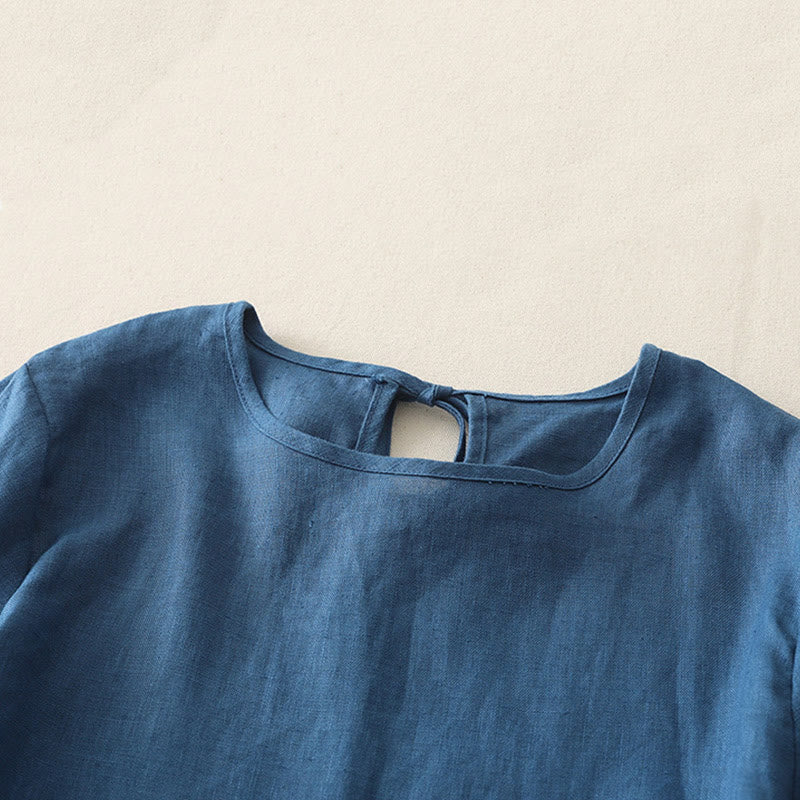 T-shirt décontracté en polyester à col ras du cou et ourlet à volants pour femme avec motif Buddha Stones - image 16