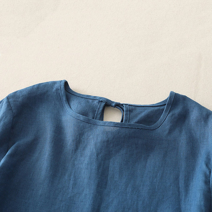 T-shirt décontracté en polyester à col ras du cou et ourlet à volants pour femme avec motif Buddha Stones - image 15