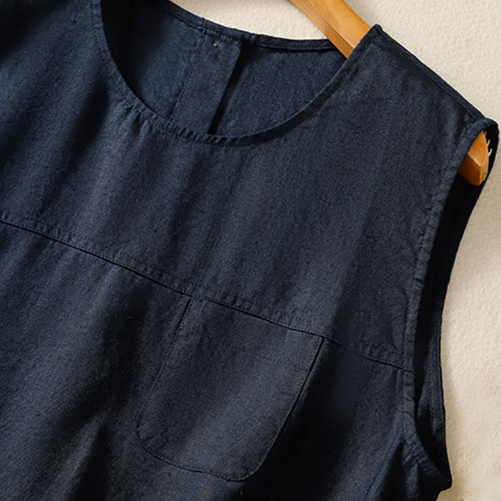 Gilet sans manches en coton pour femme, simple, col ras du cou et boutons, motif Buddha Stones - image 2