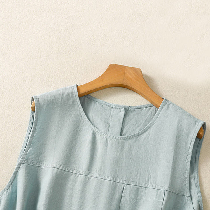 Gilet sans manches en coton pour femme, simple, col ras du cou et boutons, motif Buddha Stones - image 8