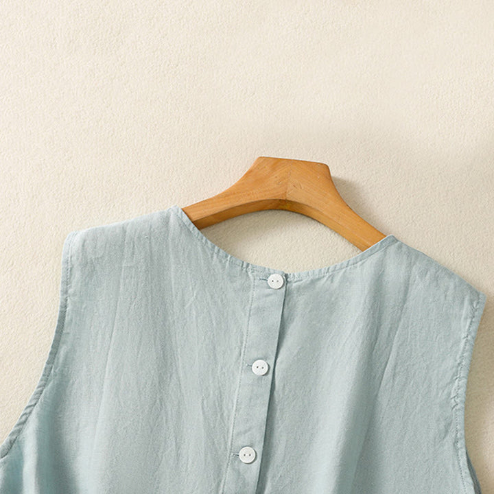 Gilet sans manches en coton pour femme, simple, col ras du cou et boutons, motif Buddha Stones - image 11