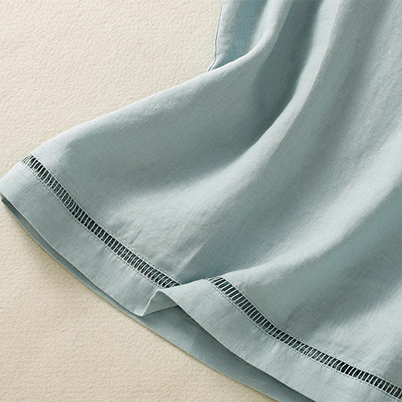 Gilet sans manches en coton pour femme, simple, col ras du cou et boutons, motif Buddha Stones - image 12