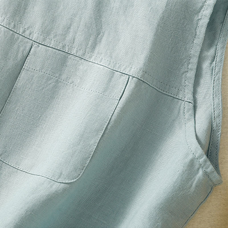 Gilet sans manches en coton pour femme, simple, col ras du cou et boutons, motif Buddha Stones - image 13