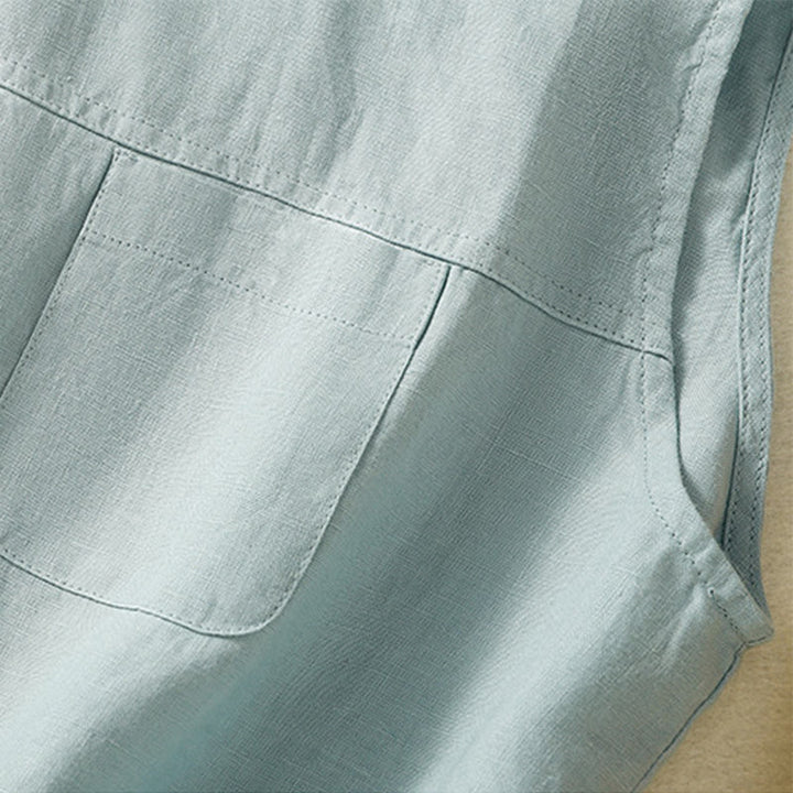 Gilet sans manches en coton pour femme, simple, col ras du cou et boutons, motif Buddha Stones - image 13