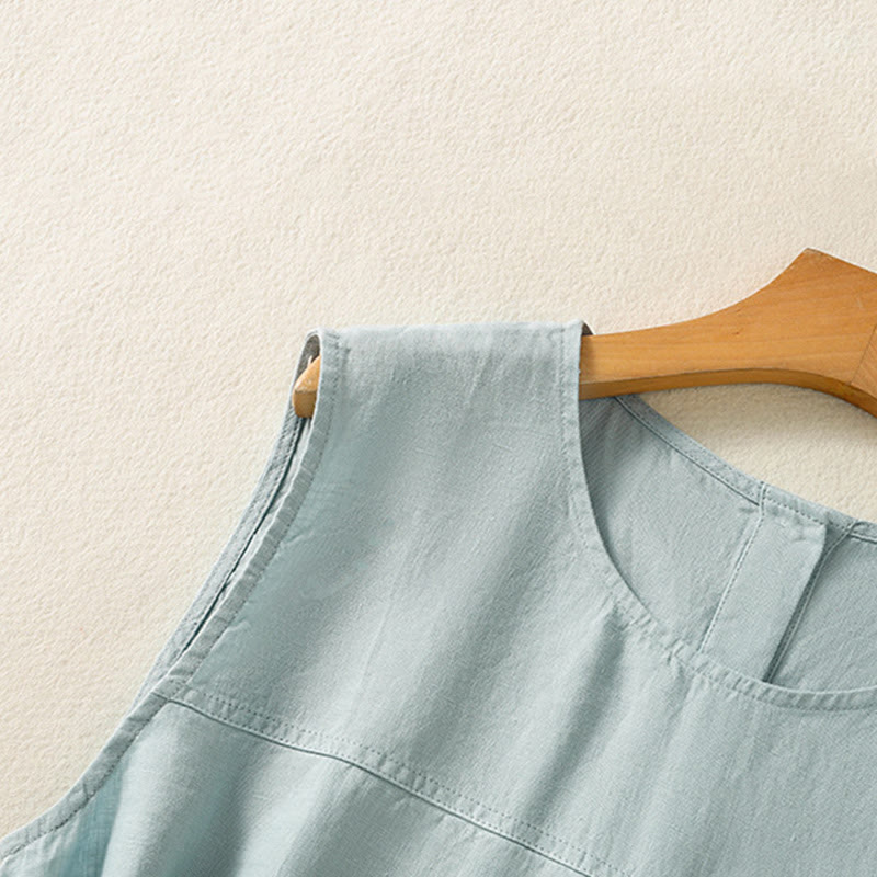 Gilet sans manches en coton pour femme, simple, col ras du cou et boutons, motif Buddha Stones - image 10