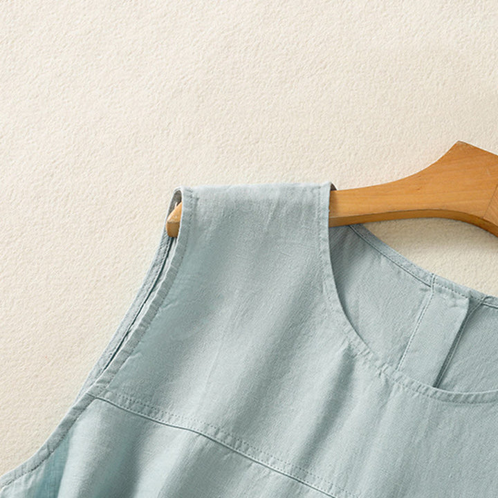 Gilet sans manches en coton pour femme, simple, col ras du cou et boutons, motif Buddha Stones - image 10