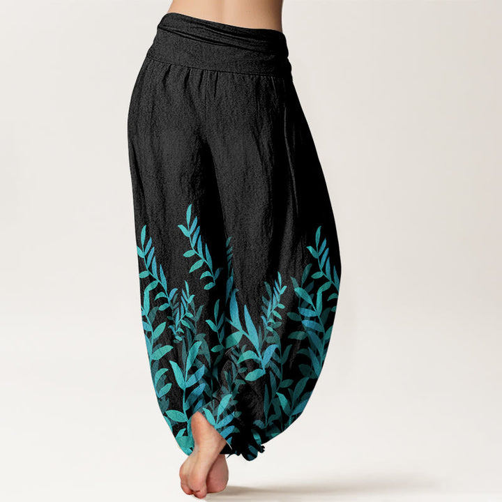 Pantalon sarouel décontracté en pur coton avec motif Buddha Stones pour femme, taille élastique