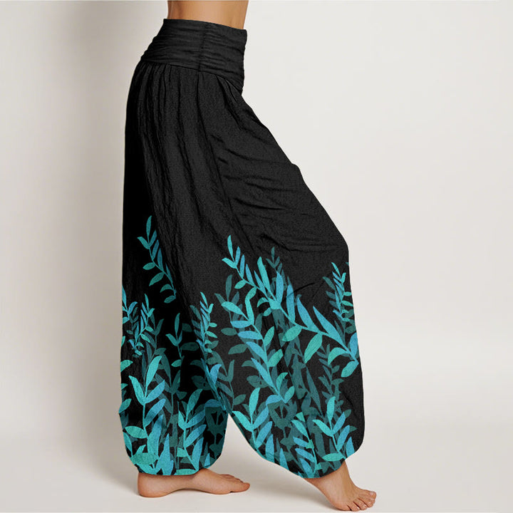 Pantalon sarouel décontracté en pur coton avec motif Buddha Stones pour femme, taille élastique