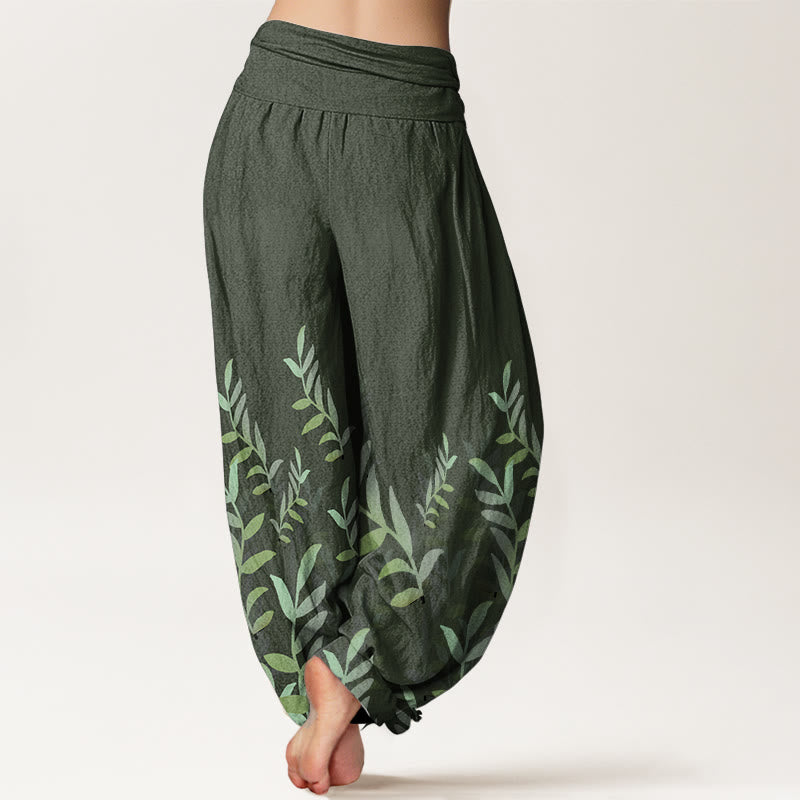 Pantalon sarouel décontracté en pur coton avec motif Buddha Stones pour femme, taille élastique
