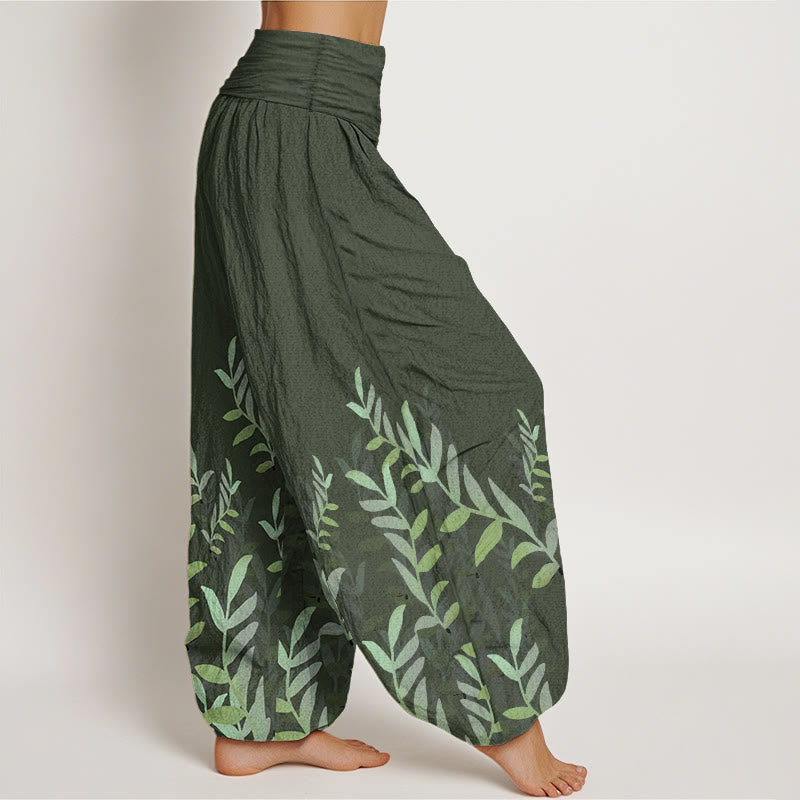 Pantalon sarouel décontracté en pur coton avec motif Buddha Stones pour femme, taille élastique