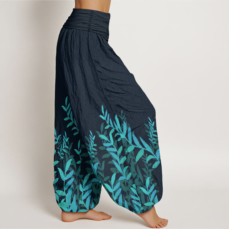 Pantalon sarouel décontracté en pur coton avec motif Buddha Stones pour femme, taille élastique