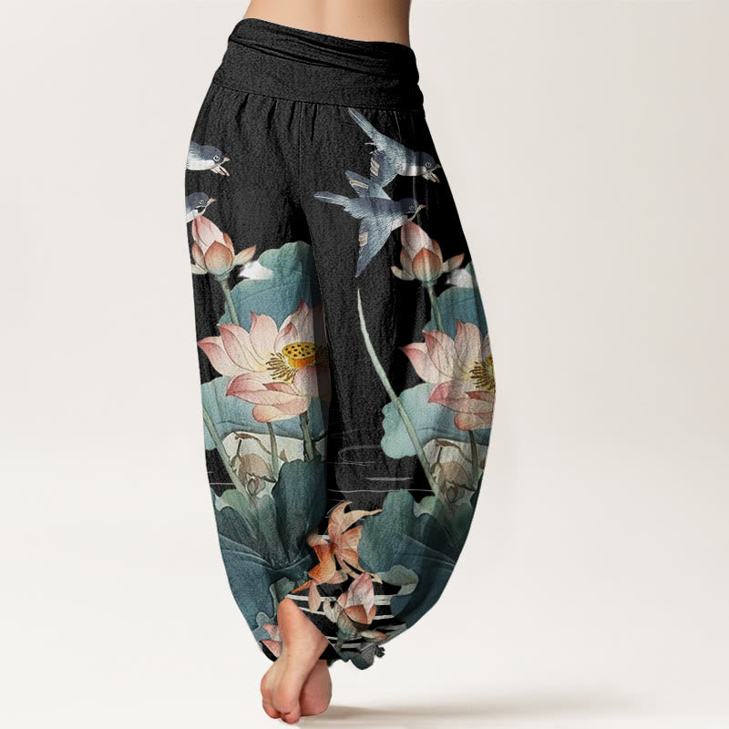 Pantalon sarouel décontracté à taille élastique pour femme, motif étang de lotus , Buddha Stones , été - image 6