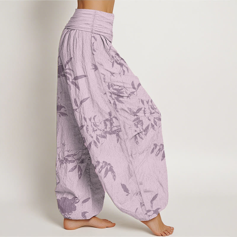 Pantalon sarouel à taille élastique pour femme, motif branches de Buddha Stones en pur coton - image 10